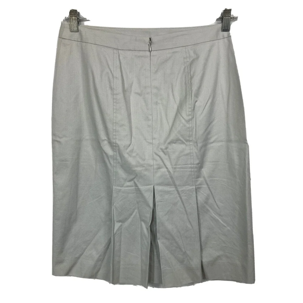 J. Crew‎ Skirt Womens Sz 8 Gray Cotton Stretch Twill Slit Back Pencil Lined